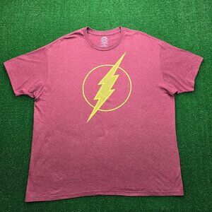 DC Comics The Flash Tshirt Mens 2XL Red‎ Short Sleeve Superhero Lightning Bolt